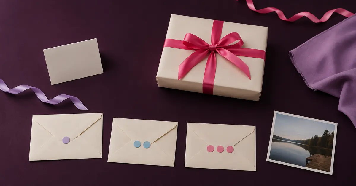 Regalo de cumpleaños acompañado de sobres y pistas para descubrirlo