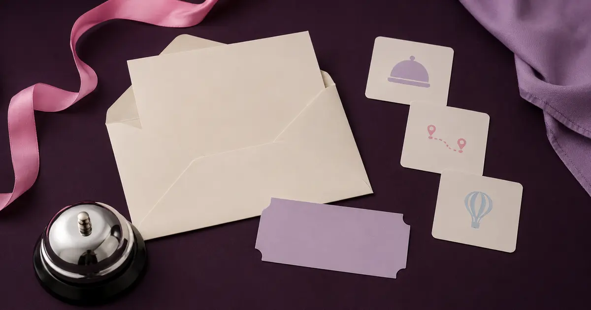 Sobre y objetos con pistas para regalar una experiencia de forma original