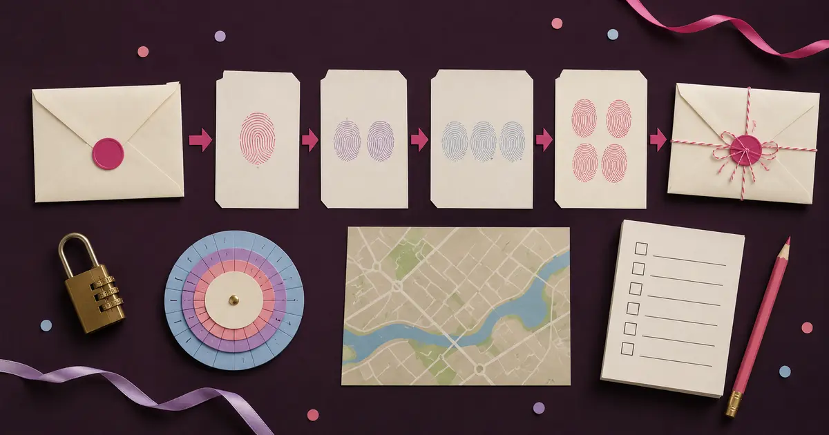 Pistas numeradas preparadas para crear un juego y descubrir un regalo