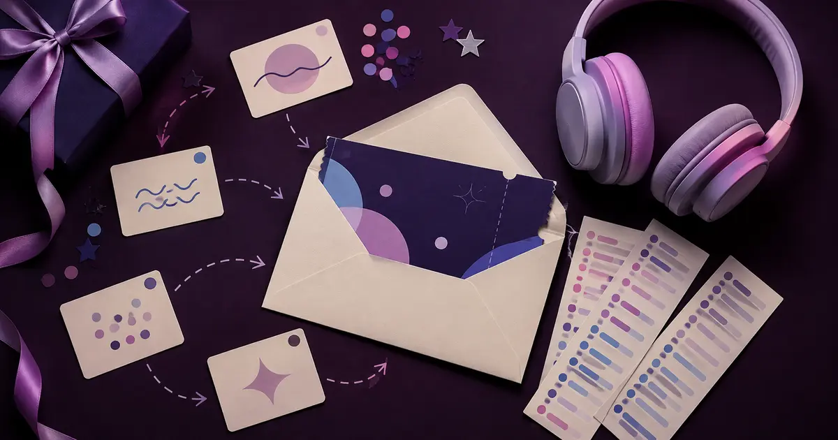 Sobre, auriculares y pistas para regalar unas entradas de concierto de forma original